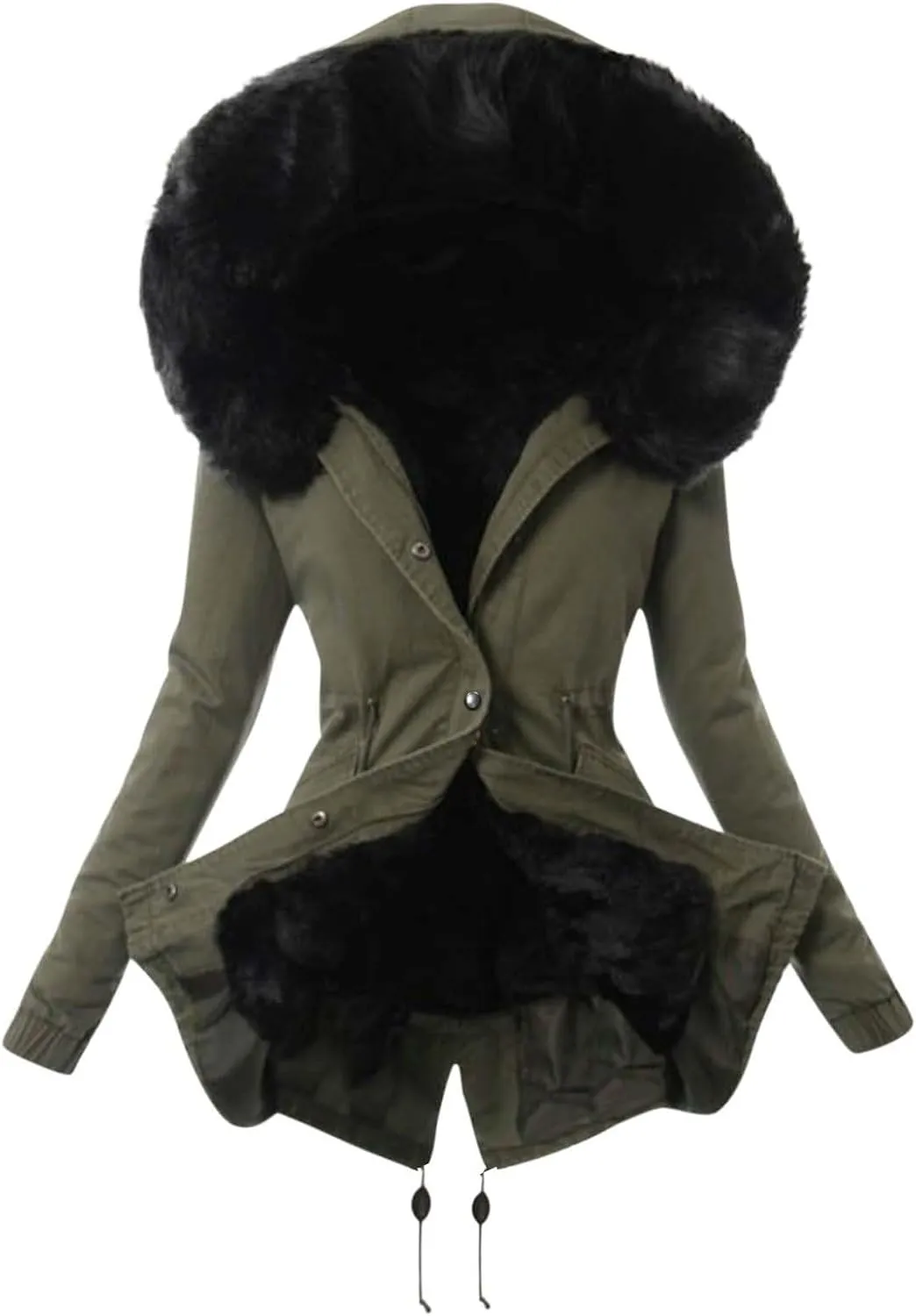 Womens Winter Coats Button Down Sherpa Lined Fuzzy Fleece Warm Jackets Solid Color Trendy Outdoor Hooded Tops Coat
