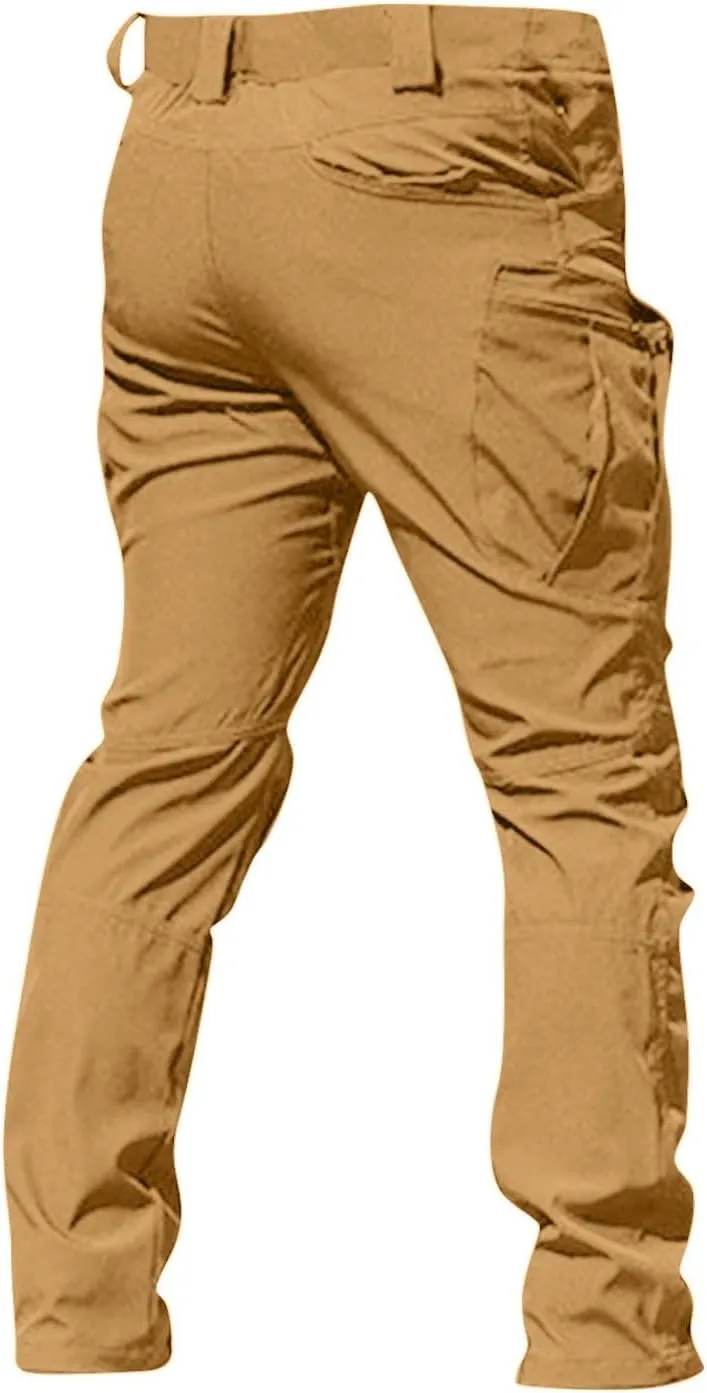 Work Cargo Pants for Men Slim Fit Waterproof Camping Hiking Pant Lightweight Flexcamo Tactical Pants Multi Pockets