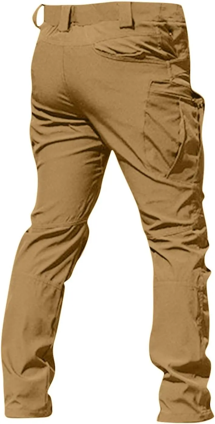 Work Cargo Pants for Men Slim Fit Waterproof Camping Hiking Pant Lightweight Flexcamo Tactical Pants Multi Pockets