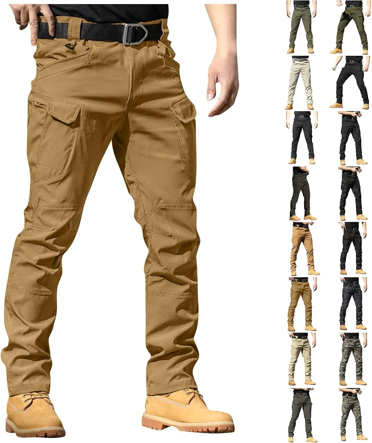 Work Cargo Pants for Men Slim Fit Waterproof Camping Hiking Pant Lightweight Flexcamo Tactical Pants Multi Pockets