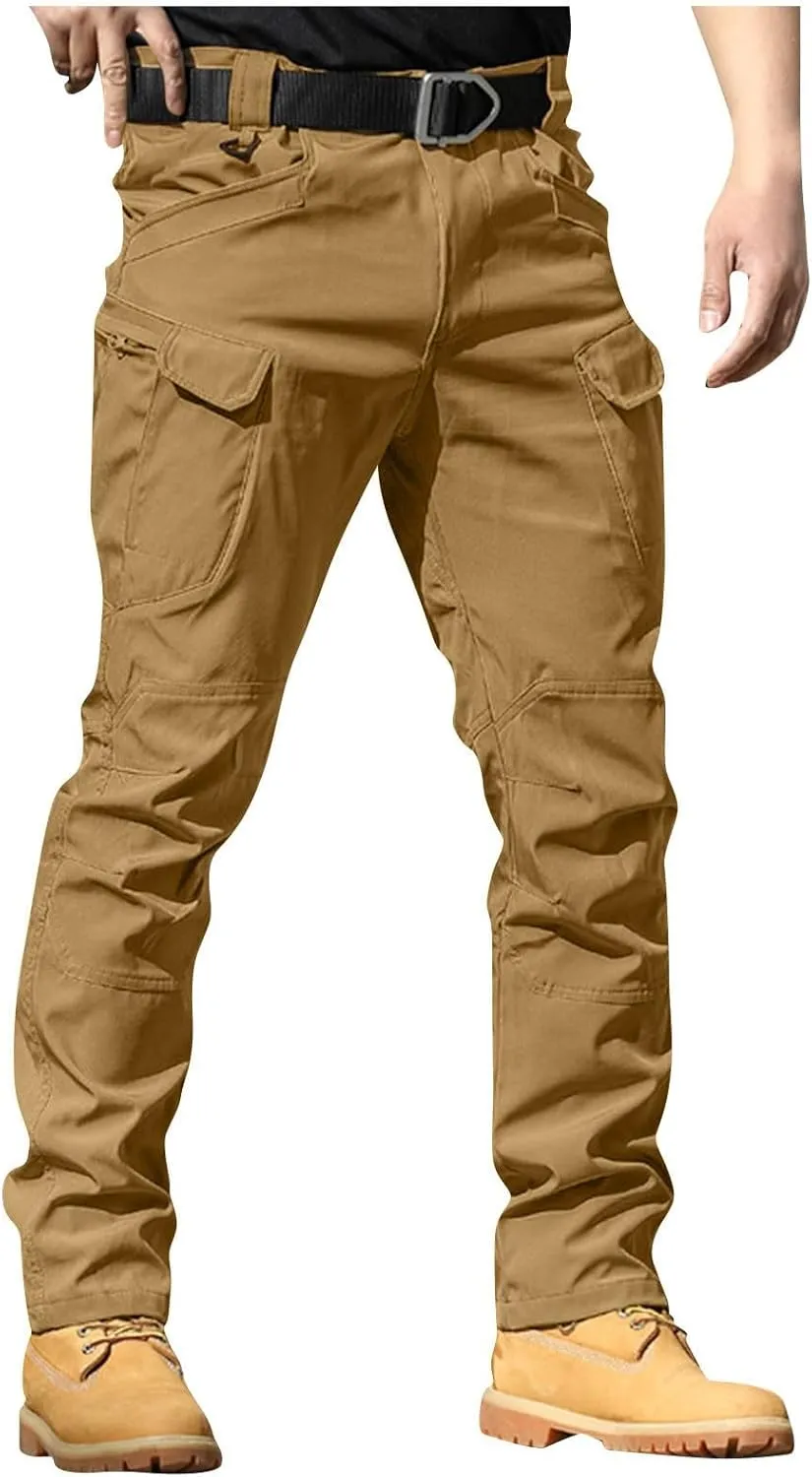 Work Cargo Pants for Men Slim Fit Waterproof Camping Hiking Pant Lightweight Flexcamo Tactical Pants Multi Pockets