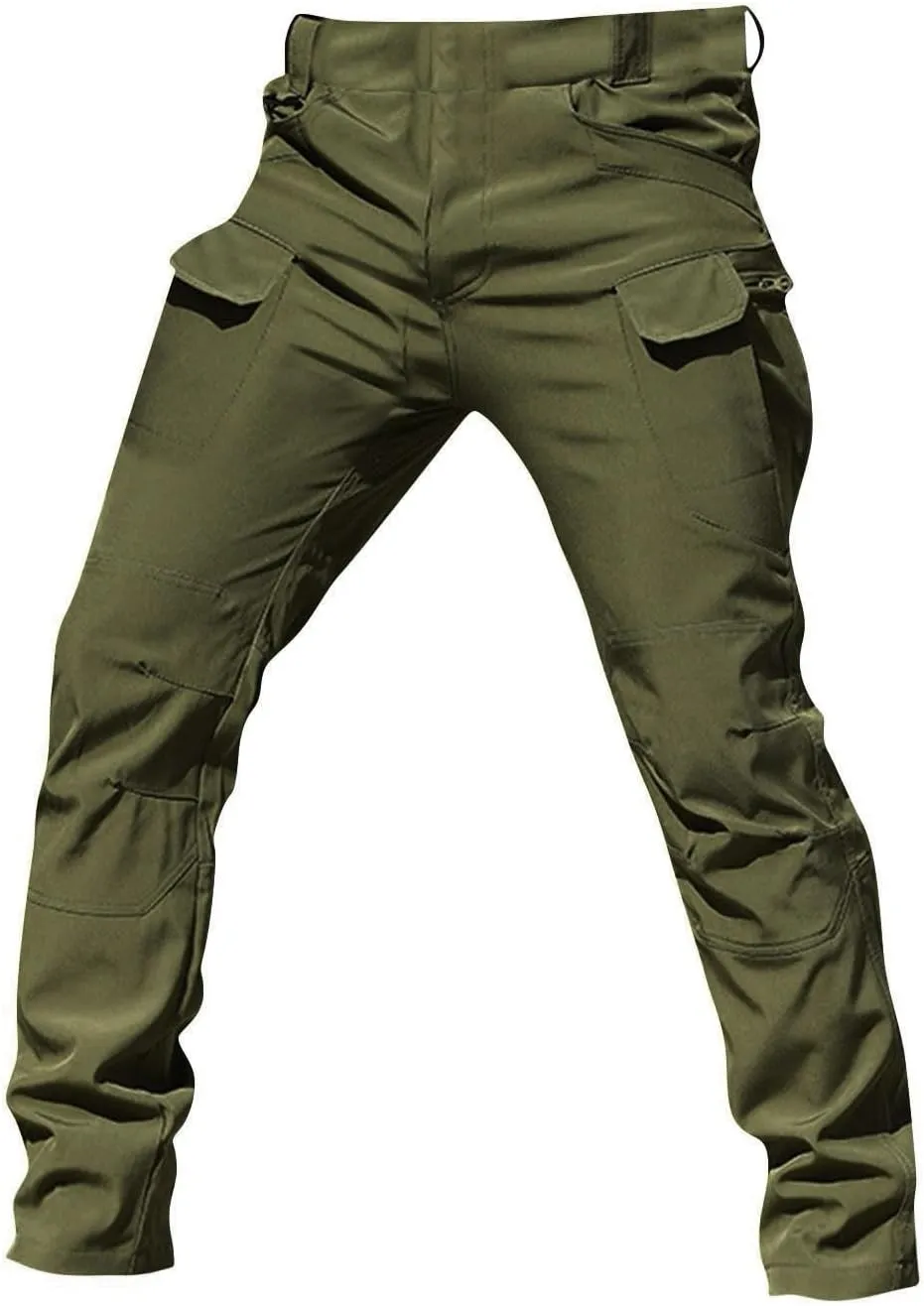 Work Cargo Pants for Men Slim Fit Waterproof Camping Hiking Pant Lightweight Flexcamo Tactical Pants Multi Pockets