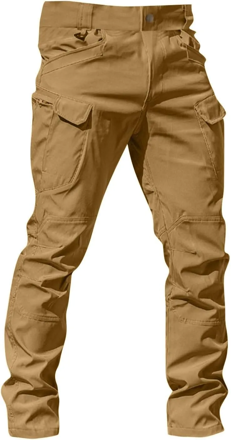 Work Cargo Pants for Men Slim Fit Waterproof Camping Hiking Pant Lightweight Flexcamo Tactical Pants Multi Pockets