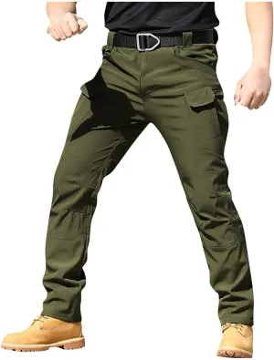 Work Cargo Pants for Men Slim Fit Waterproof Camping Hiking Pant Lightweight Flexcamo Tactical Pants Multi Pockets