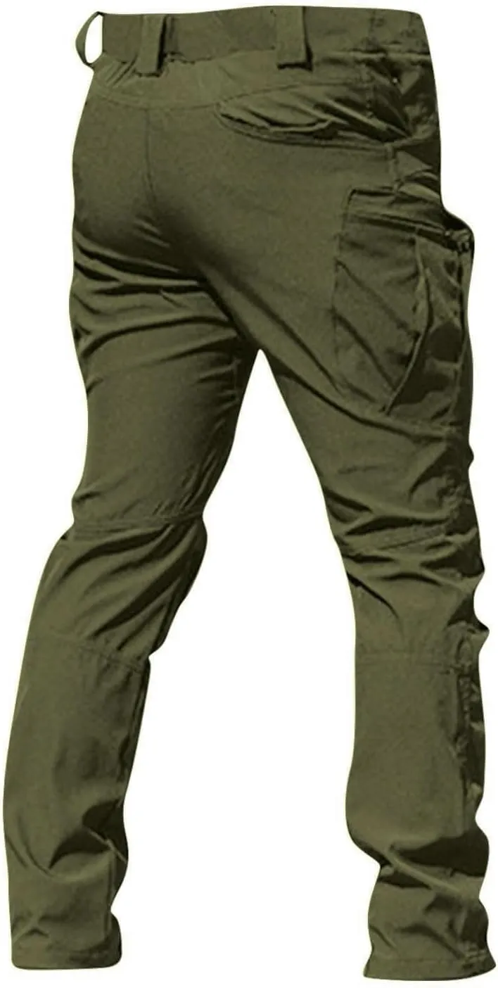 Work Cargo Pants for Men Slim Fit Waterproof Camping Hiking Pant Lightweight Flexcamo Tactical Pants Multi Pockets