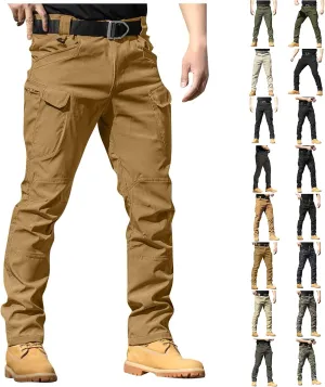 Work Cargo Pants for Men Slim Fit Waterproof Camping Hiking Pant Lightweight Flexcamo Tactical Pants Multi Pockets