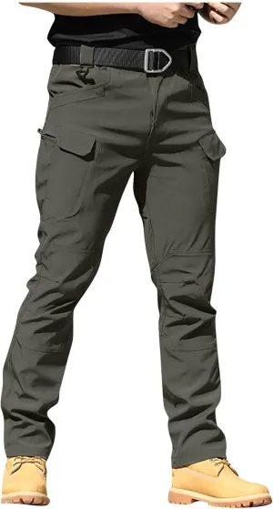 Work Cargo Pants for Men Slim Fit Waterproof Camping Hiking Pant Lightweight Flexcamo Tactical Pants Multi Pockets