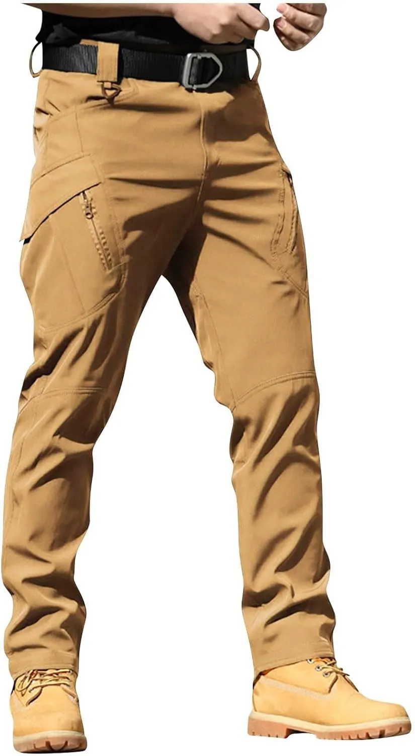 Work Cargo Pants for Men Slim Fit Waterproof Camping Hiking Pant Lightweight Flexcamo Tactical Pants Multi Pockets