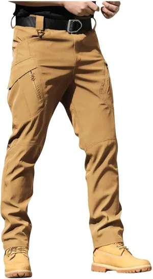 Work Cargo Pants for Men Slim Fit Waterproof Camping Hiking Pant Lightweight Flexcamo Tactical Pants Multi Pockets