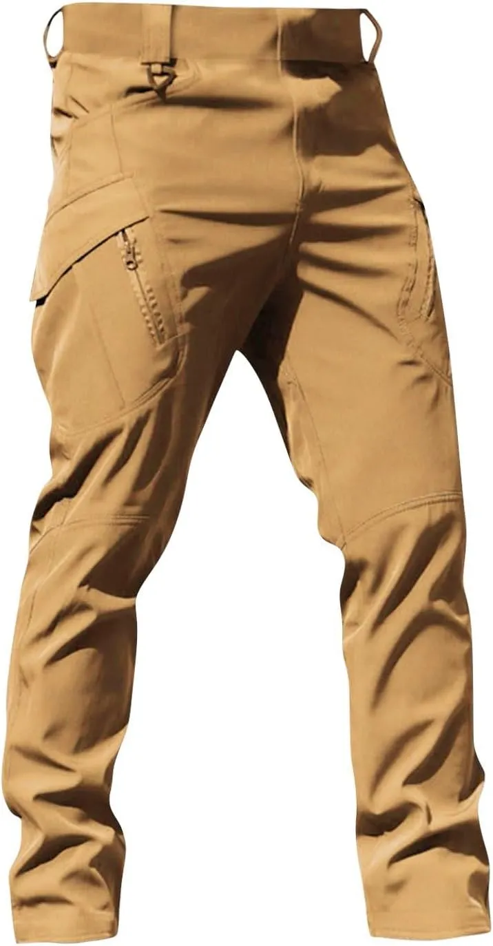 Work Cargo Pants for Men Slim Fit Waterproof Camping Hiking Pant Lightweight Flexcamo Tactical Pants Multi Pockets