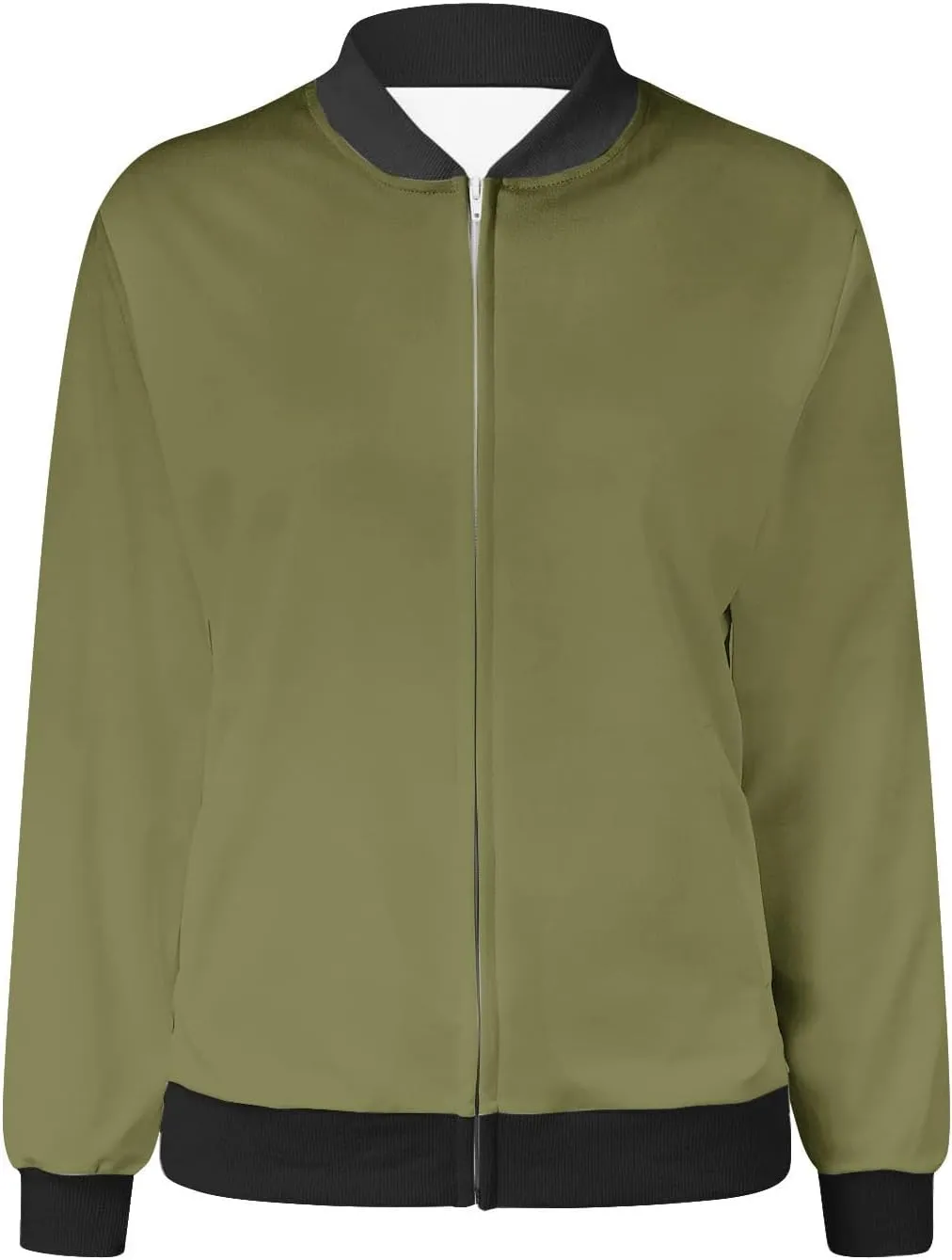 yardsong Bomber Jacket for Women Fall Lightweight Casual Coats Plus Size Zip Up Long Sleeve Windbreaker Outwear with Pockets
