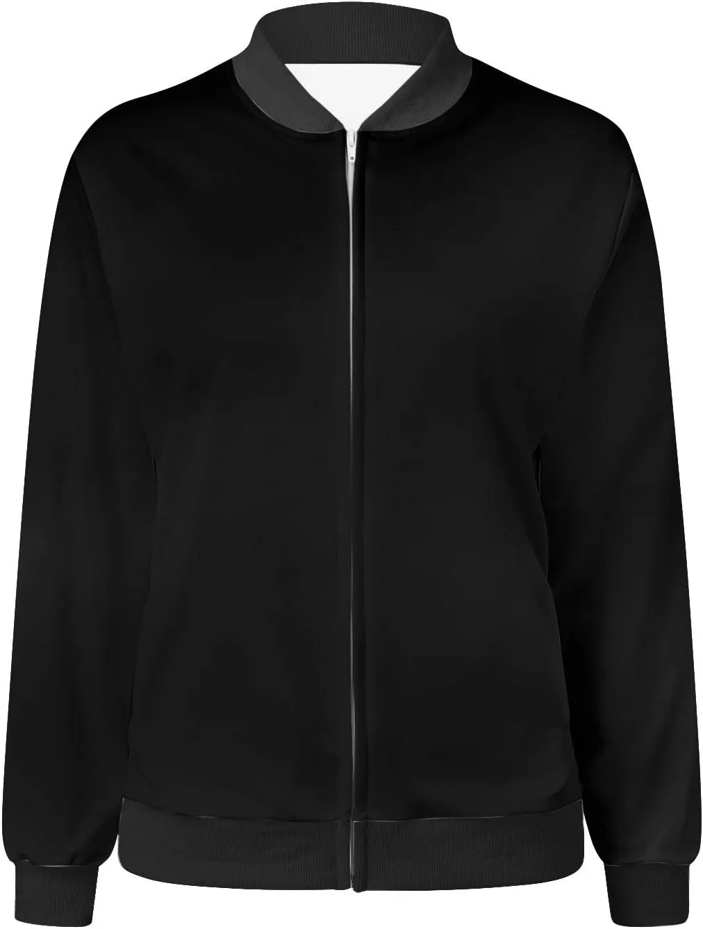 yardsong Bomber Jacket for Women Fall Lightweight Casual Coats Plus Size Zip Up Long Sleeve Windbreaker Outwear with Pockets