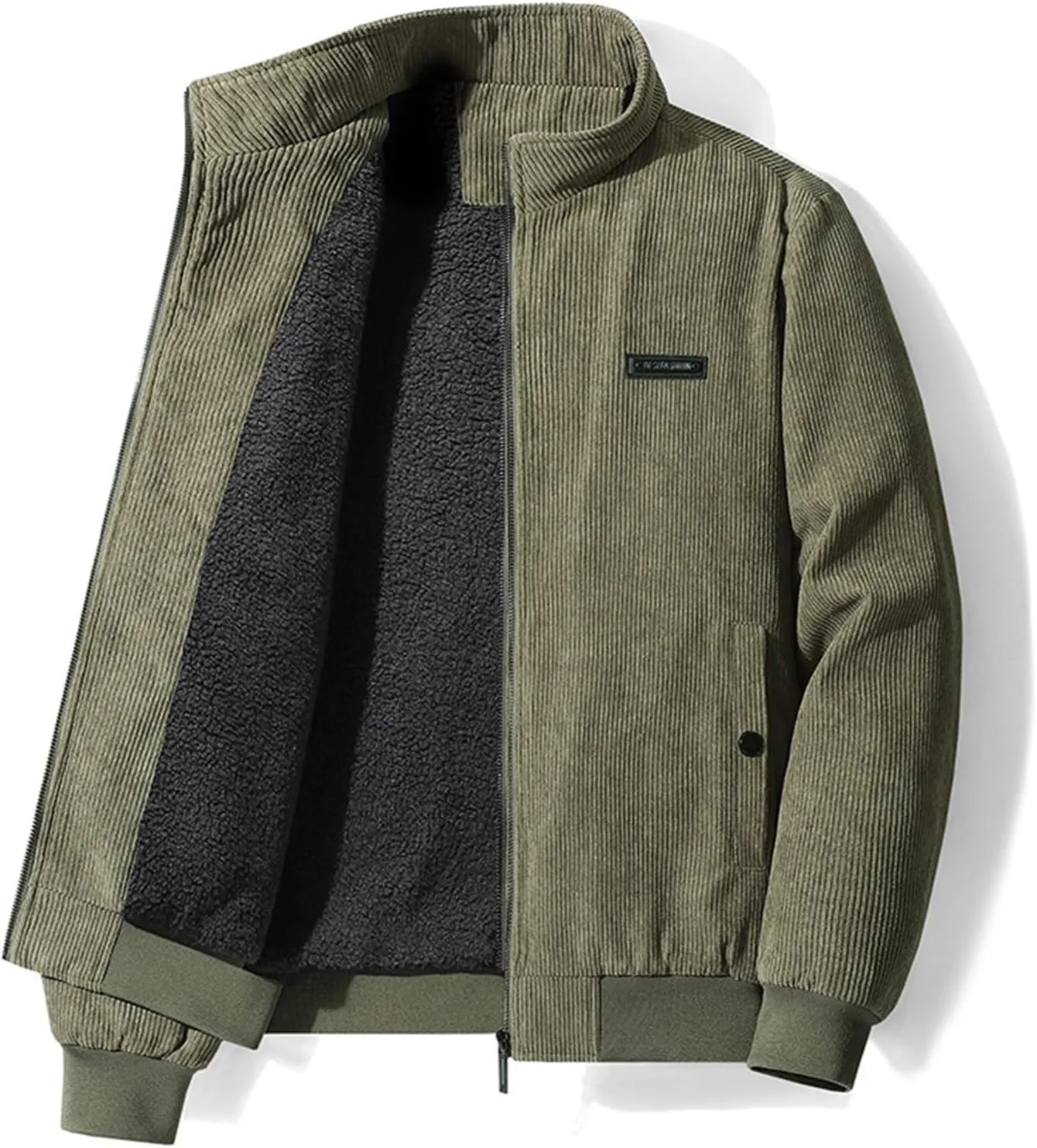 Ymosrh Men's Fashion Jacket Trendy Fleece Sherpa Lined Corduroy Jackets Lapel Thickened Winter Casual Coats Jacket, XL-5XL