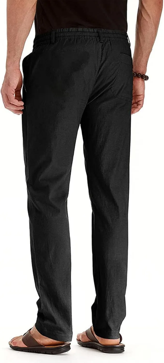 Ymosrh Mens Fashion Joggers Pants Large Elastic Waist Cotton Versatile Solid Color Sweatpants Scrubs Men Set Joggers