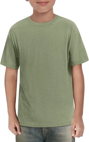 ZDC Boys Short Sleeve T Shirts Kids Summer Crewneck Tops Loose Fit Basic Tees 5-14 Years