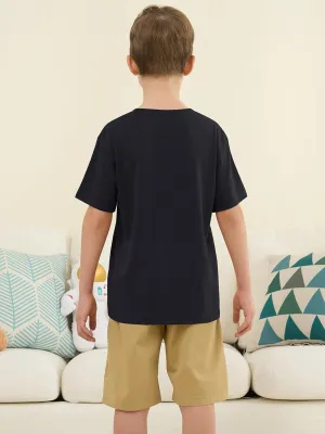 ZDC Boys Short Sleeve T Shirts Kids Summer Crewneck Tops Loose Fit Basic Tees 5-14 Years