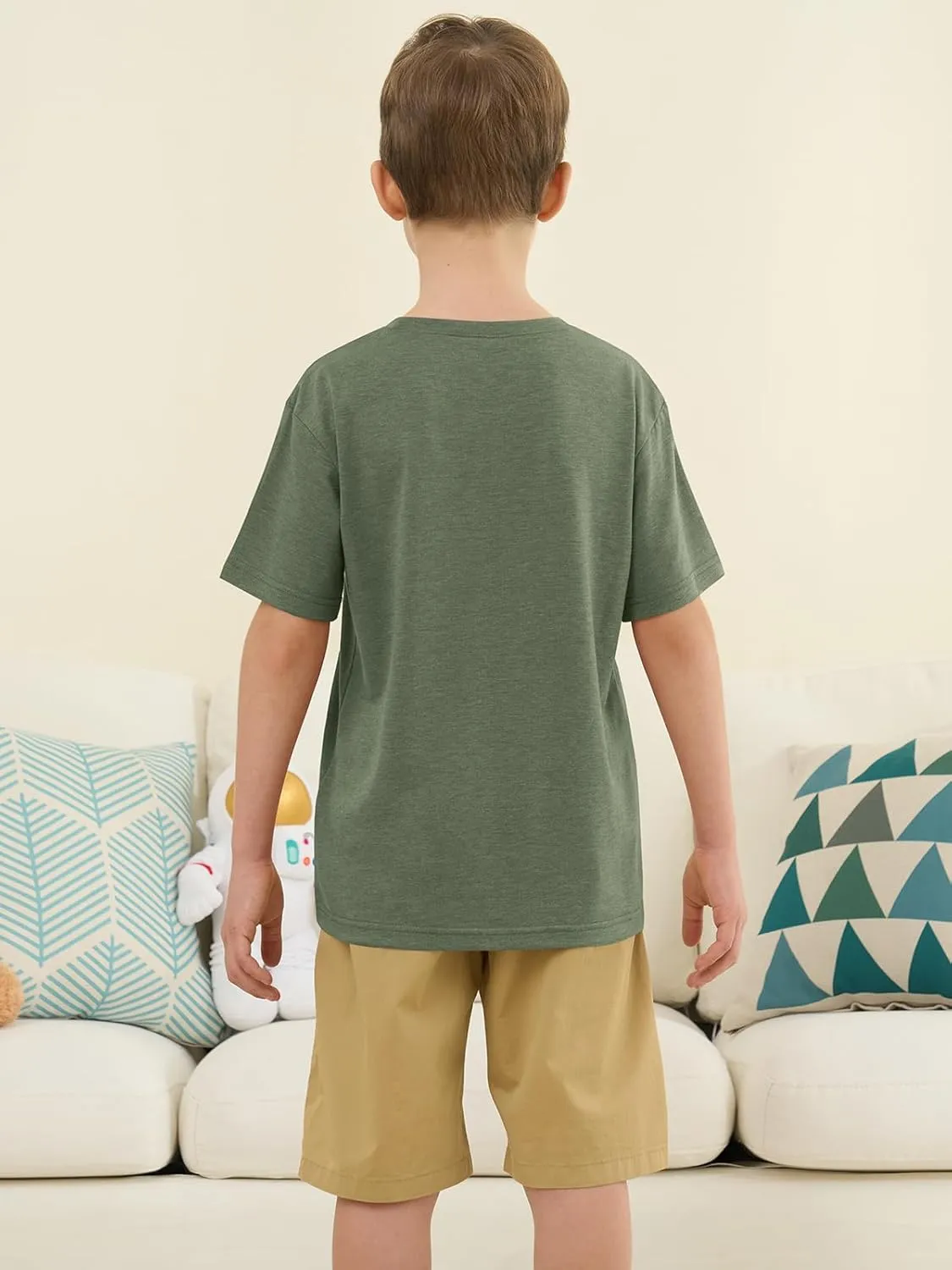 ZDC Boys Short Sleeve T Shirts Kids Summer Crewneck Tops Loose Fit Basic Tees 5-14 Years