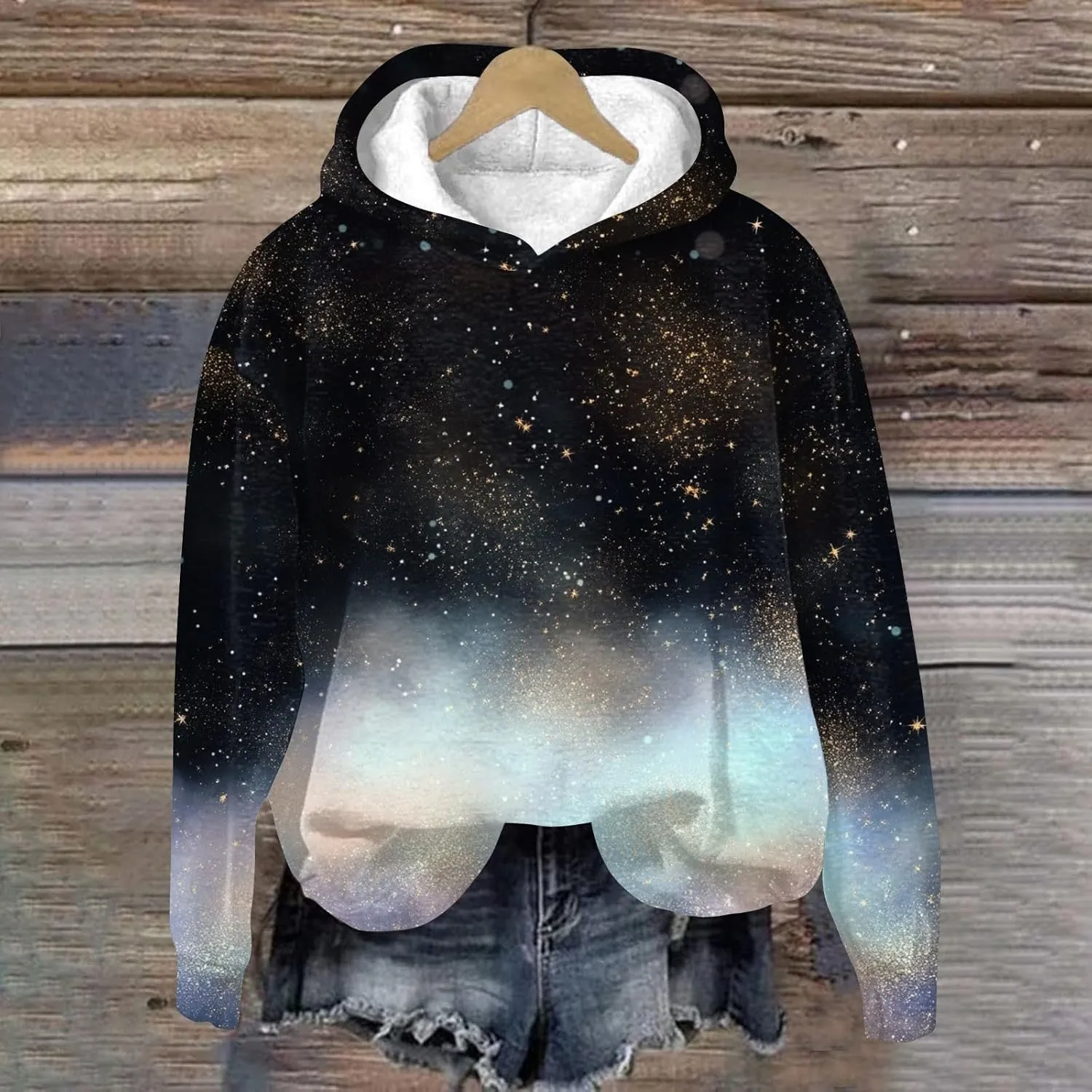 ZEFOTIM Sherpa Lined Hoodies for Women Cute Party Pullover Cozy Pullovers Lightweight Holiday Long Sleeve Sweatshirt