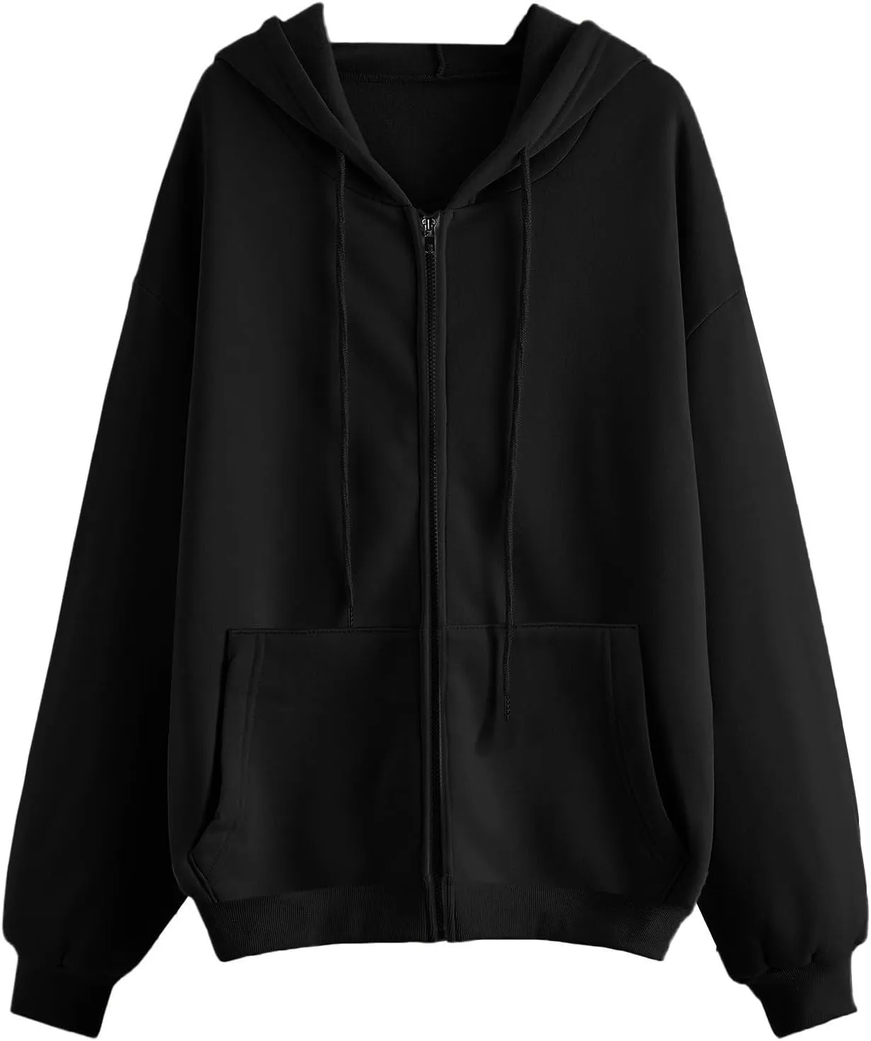 Zip Up Hoodie for Women Long Sleeve Fall Fashion Oversized Sweatshirts Fleece Y2k Jacket with Pockets 2024