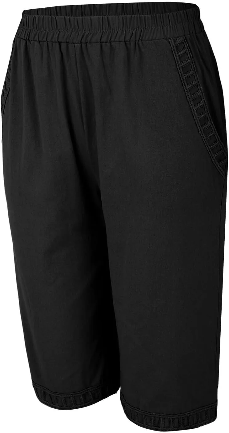 ZYXTIM Linen Shorts for Women 2025 Loose Fit Knee Length Summer Beach Bermuda Short Light Weight Casual Yoga Vacation Pants