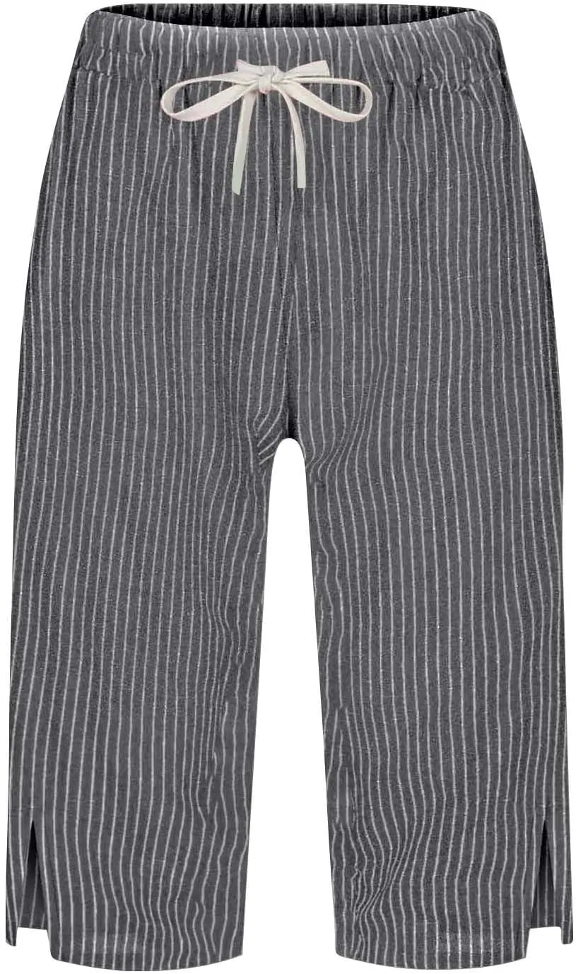 ZYXTIM Linen Shorts for Women 2025 Loose Fit Knee Length Summer Beach Bermuda Short Light Weight Casual Yoga Vacation Pants