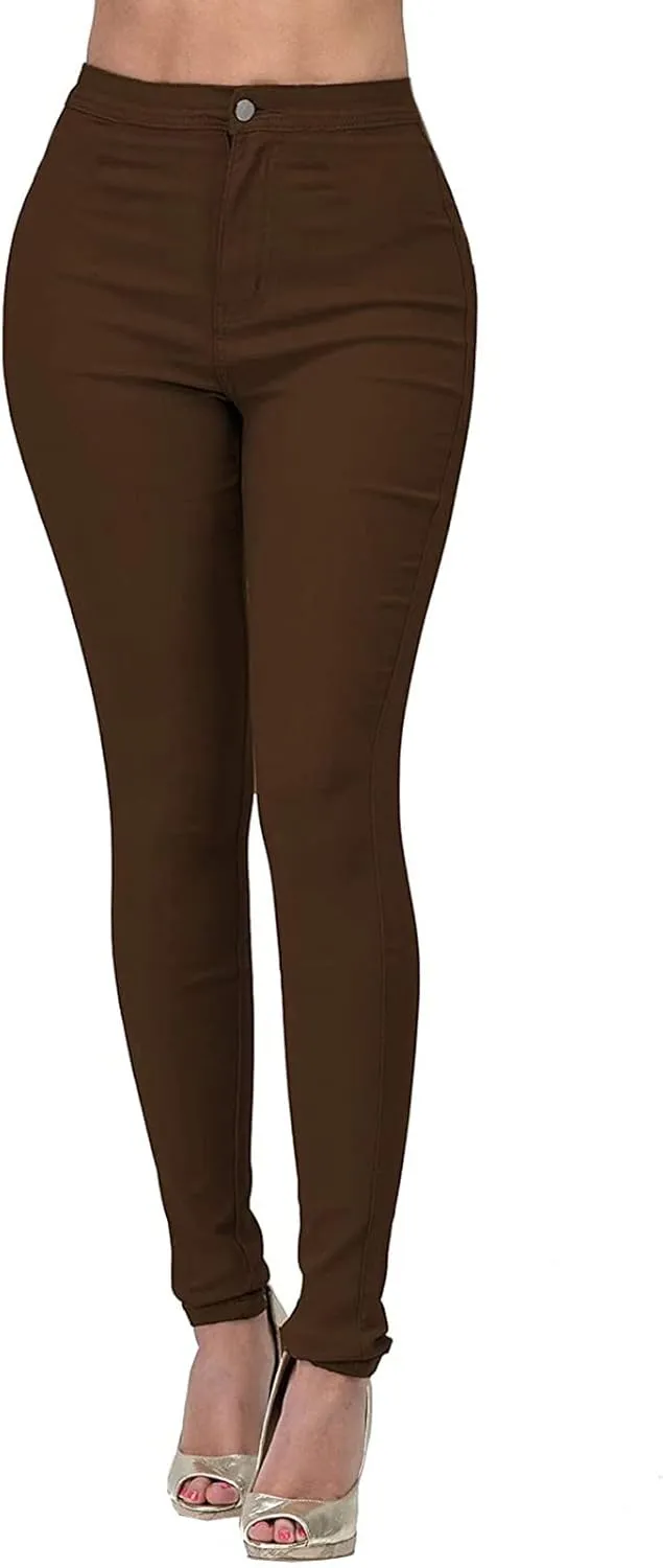 ZYXTIM Womens High Wasit Stretchy Pants Sexy Butt Lifting Skinny Tummy Control Comfy Pull-On Colored Soft Casual Work Jegging