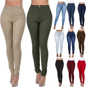 ZYXTIM Womens High Wasit Stretchy Pants Sexy Butt Lifting Skinny Tummy Control Comfy Pull-On Colored Soft Casual Work Jegging