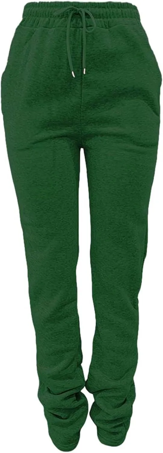 ZYXTIM Women's Y2K Stacked Pants Fleece Lined Thicken Warm Casual Sweatpants High Waisted Snow Active Workout Joggers Pants